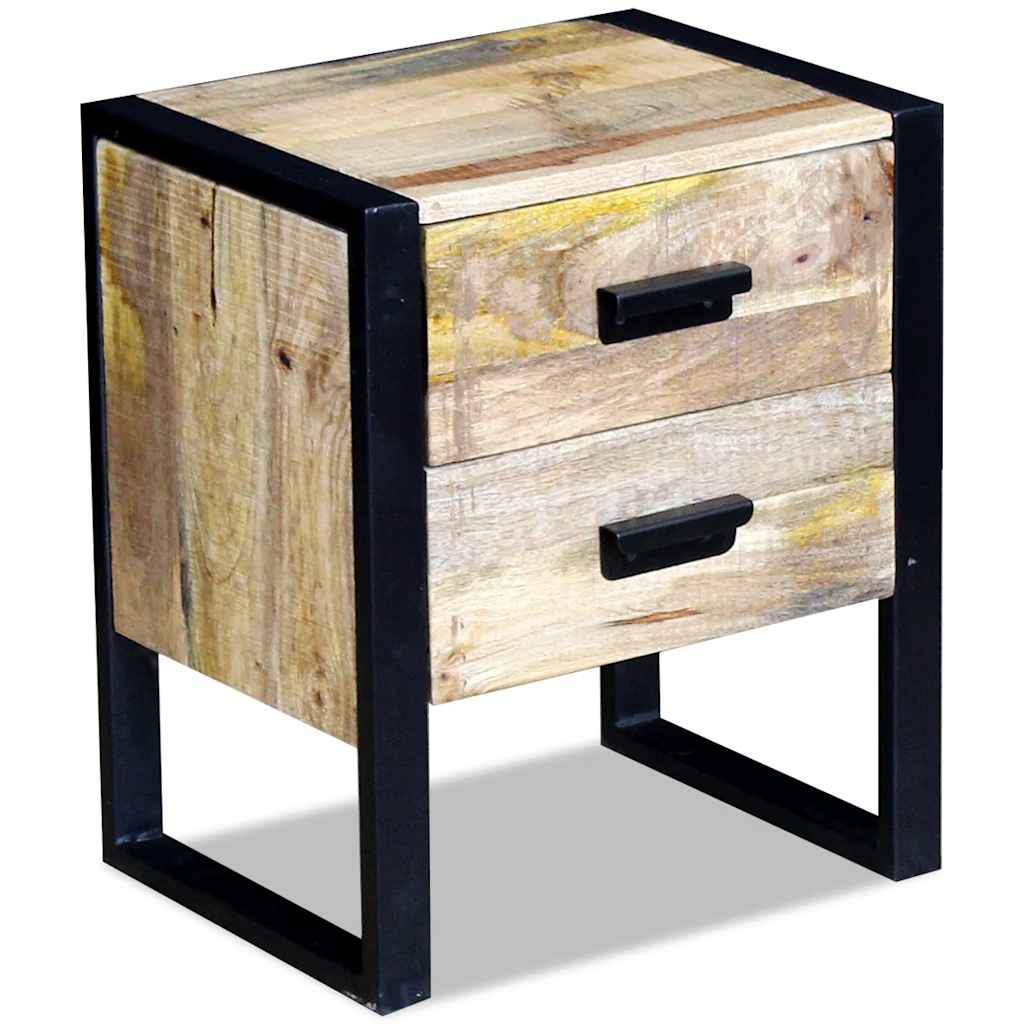 vidaXL Table d'appoint avec 2 tiroirs Bois de manguier 43x33x51 cm