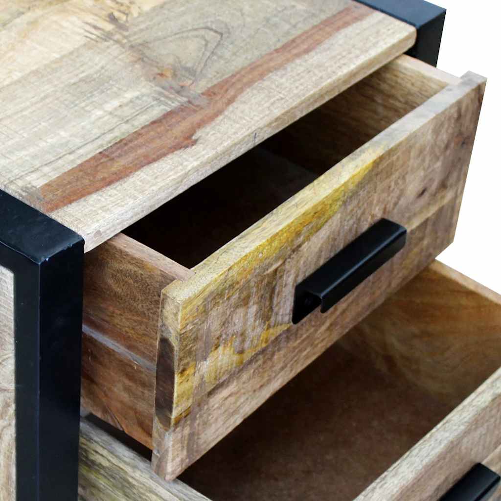 vidaXL Table d'appoint avec 2 tiroirs Bois de manguier 43x33x51 cm