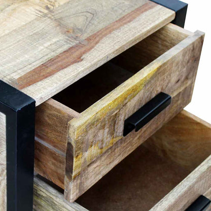 vidaXL Table d'appoint avec 2 tiroirs Bois de manguier 43x33x51 cm