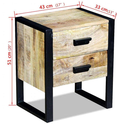 vidaXL Table d'appoint avec 2 tiroirs Bois de manguier 43x33x51 cm