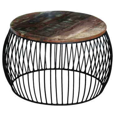 vidaXL Table basse ronde en bois de récupération massif 68x37 cm