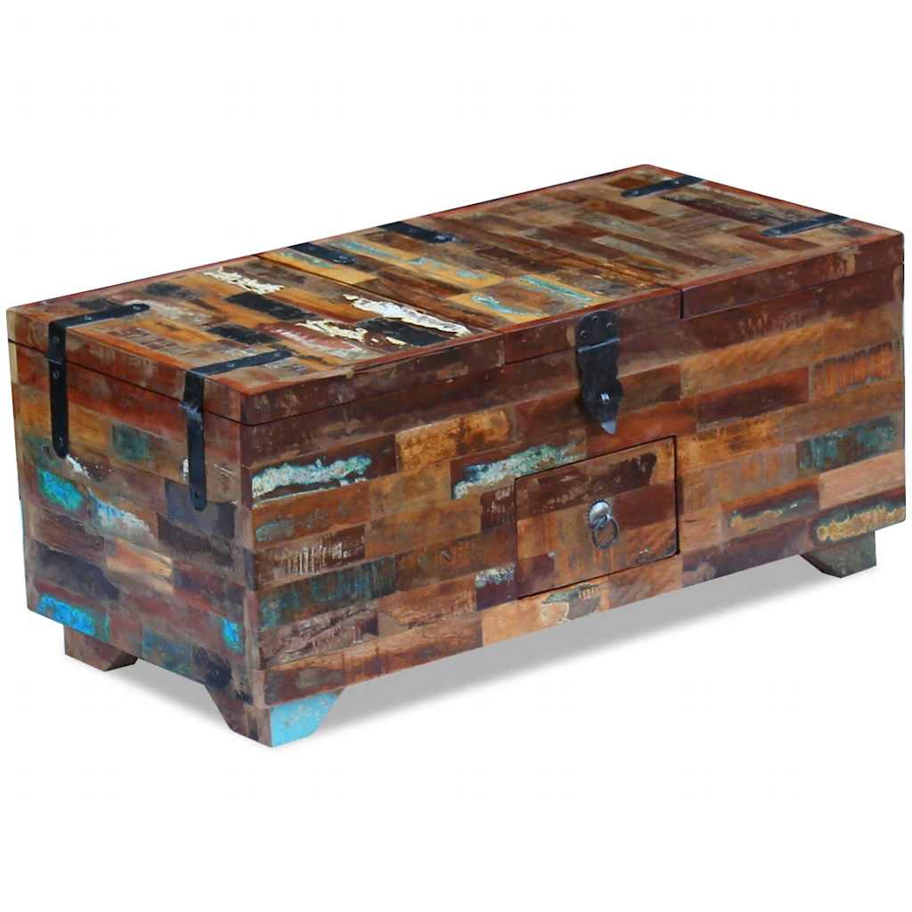 vidaXL Table basse Coffre en bois de récupération massif 80x40x35 cm