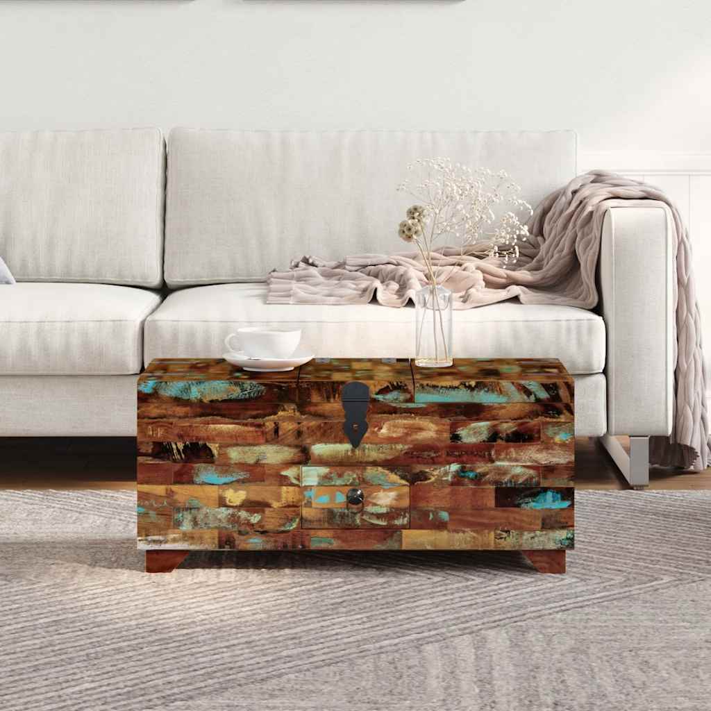 vidaXL Table basse Coffre en bois de récupération massif 80x40x35 cm