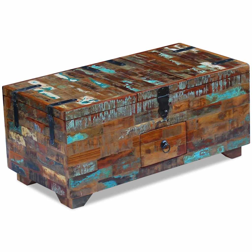 vidaXL Table basse Coffre en bois de récupération massif 80x40x35 cm