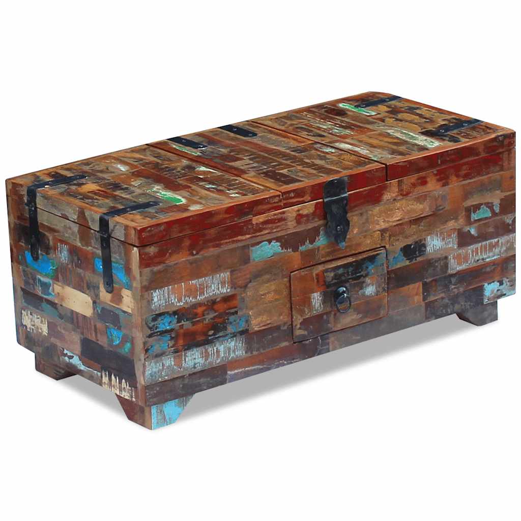vidaXL Table basse Coffre en bois de récupération massif 80x40x35 cm
