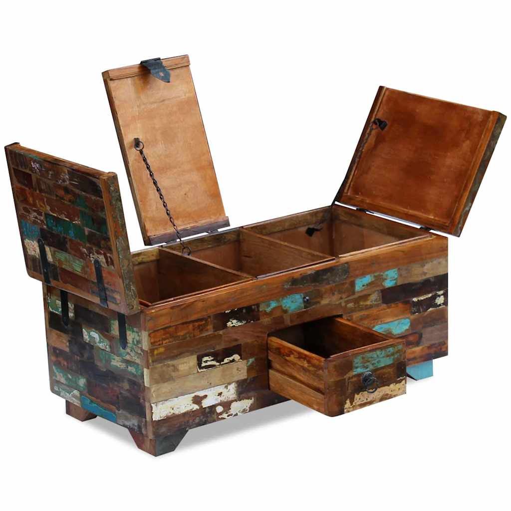 vidaXL Table basse Coffre en bois de récupération massif 80x40x35 cm