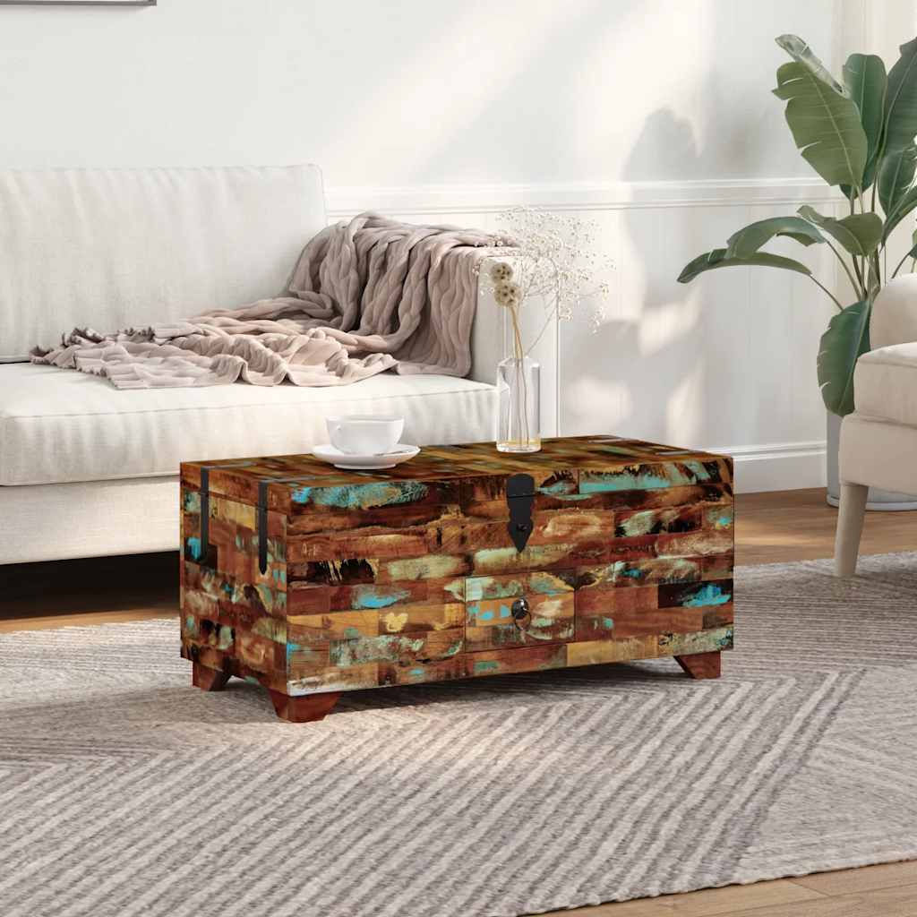 vidaXL Table basse Coffre en bois de récupération massif 80x40x35 cm