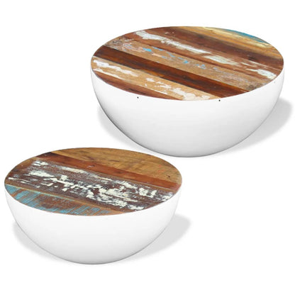 vidaXL Table basse, 2 pcs, en forme de coque, bois de récupération massif