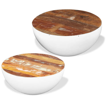 vidaXL Table basse, 2 pcs, en forme de coque, bois de récupération massif