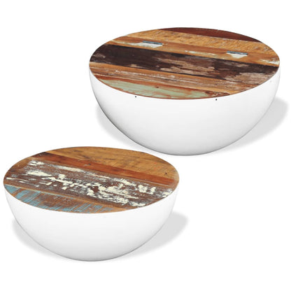 vidaXL Table basse, 2 pcs, en forme de coque, bois de récupération massif