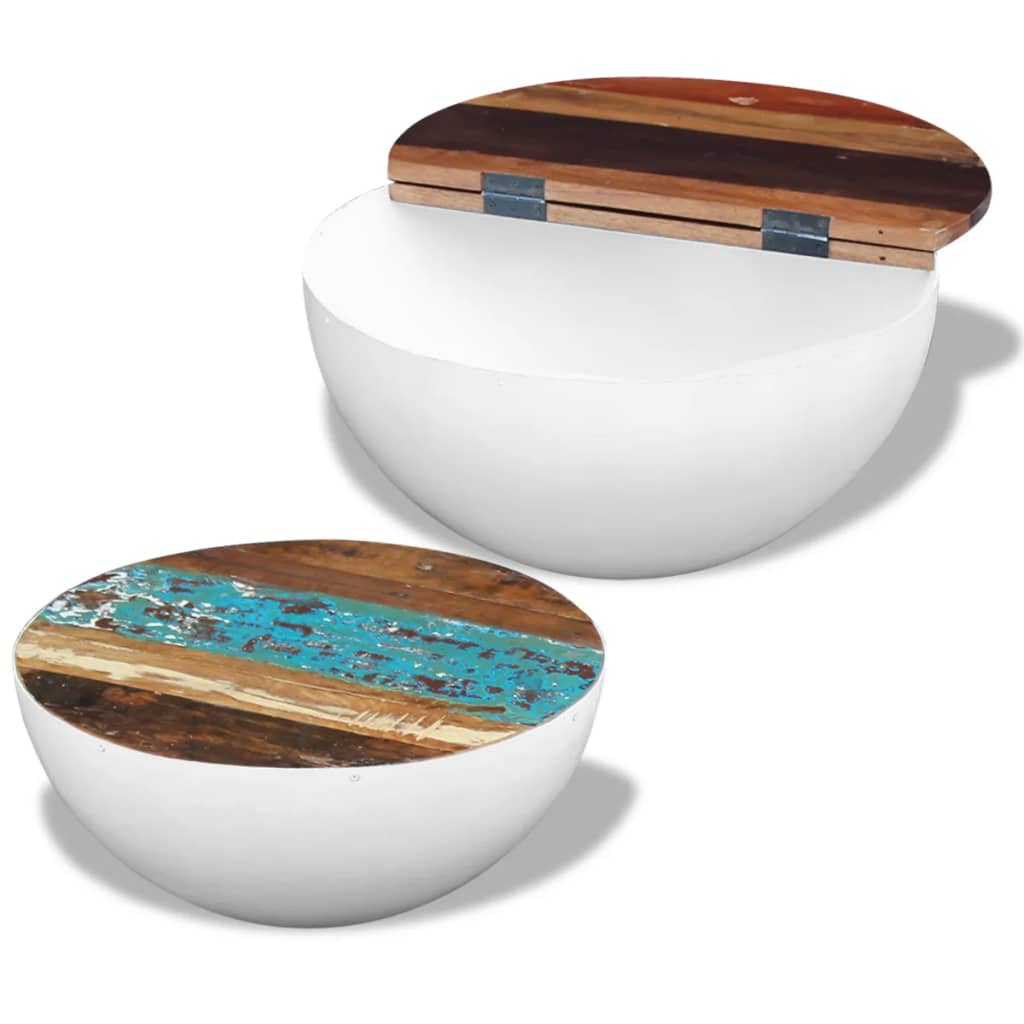vidaXL Table basse, 2 pcs, en forme de coque, bois de récupération massif