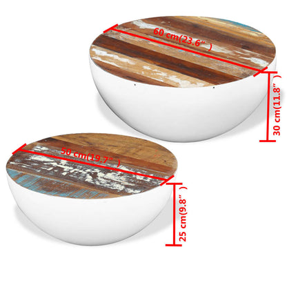 vidaXL Table basse, 2 pcs, en forme de coque, bois de récupération massif