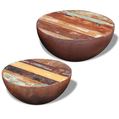 vidaXL Table basse, 2 pcs, en forme de coque, bois de récupération massif