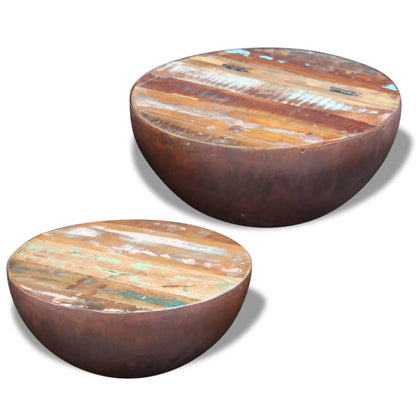 vidaXL Table basse, 2 pcs, en forme de coque, bois de récupération massif