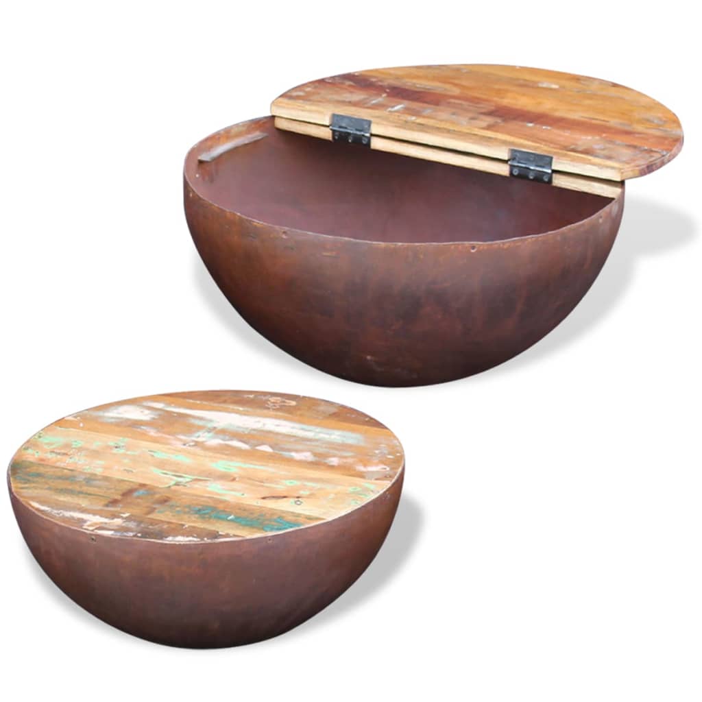 vidaXL Table basse, 2 pcs, en forme de coque, bois de récupération massif