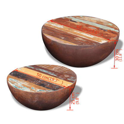 vidaXL Table basse, 2 pcs, en forme de coque, bois de récupération massif