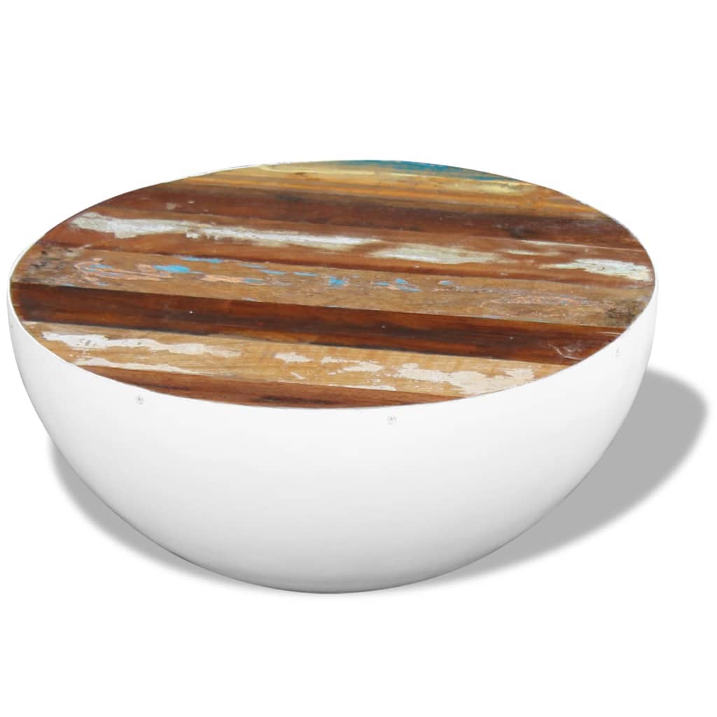 vidaXL Table basse en forme de coquille, bois de récupération massif, 60x60x30 cm