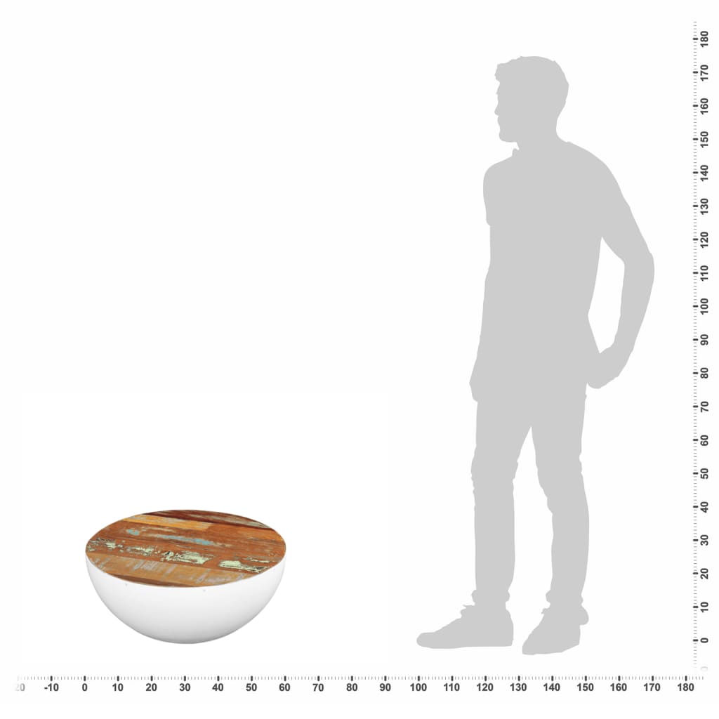 vidaXL Table basse en forme de coquille, bois de récupération massif, 60x60x30 cm