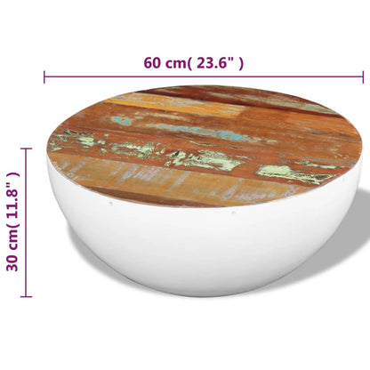 vidaXL Table basse en forme de coquille, bois de récupération massif, 60x60x30 cm