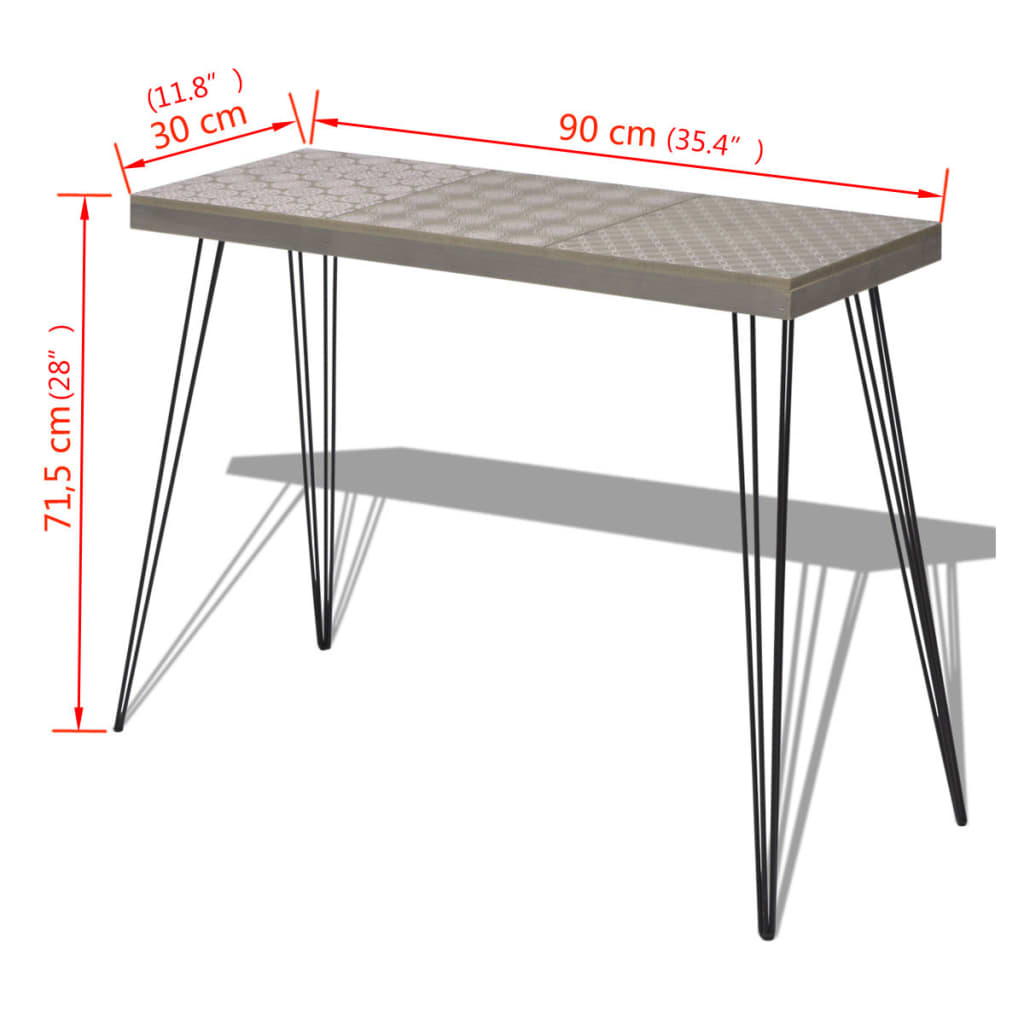 vidaXL Console 90x30x71,5 cm gris