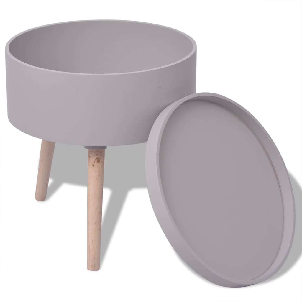 vidaXL Beistelltisch mit Serviertablett rund 39,5x44,5 cm grau