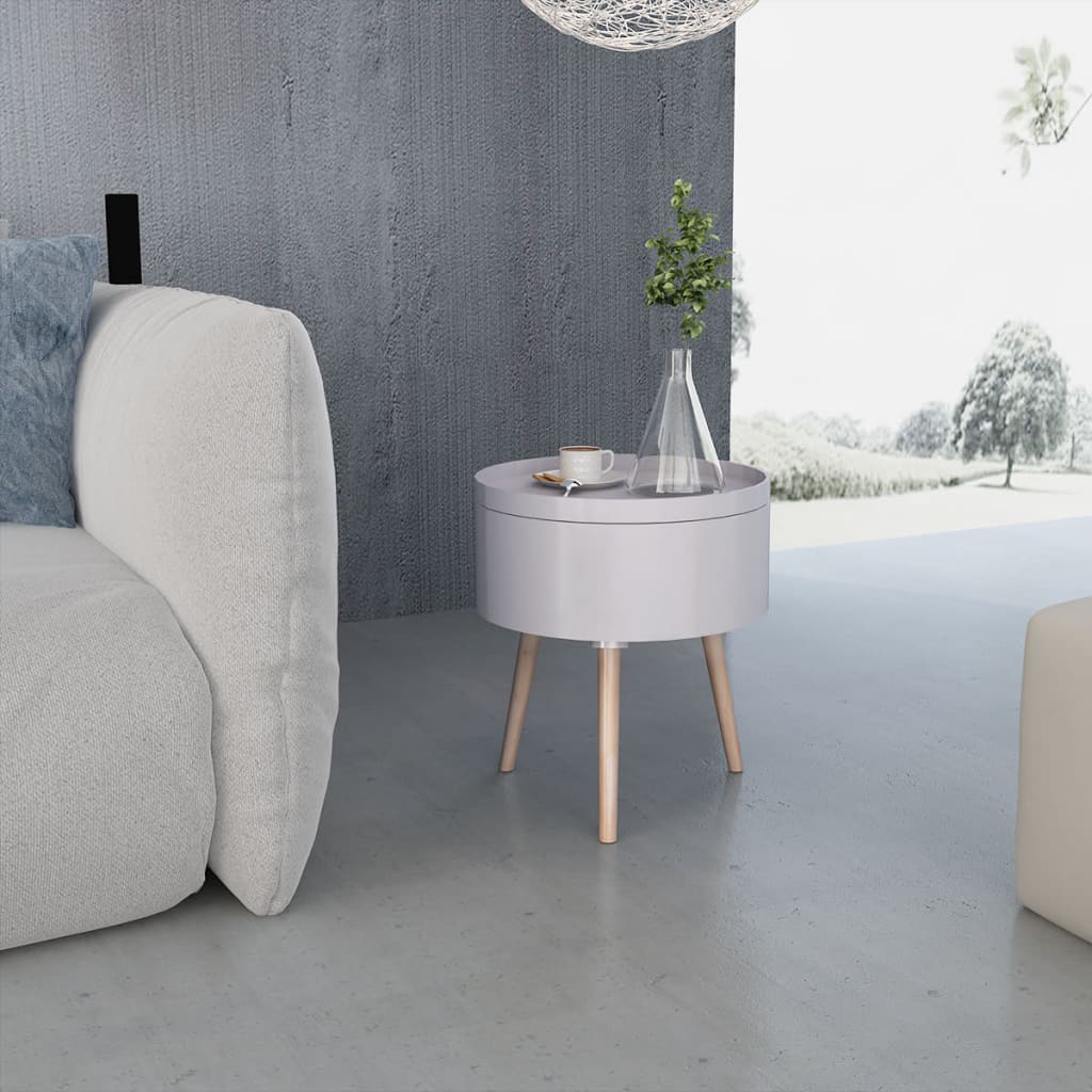 vidaXL Beistelltisch mit Serviertablett rund 39,5x44,5 cm grau