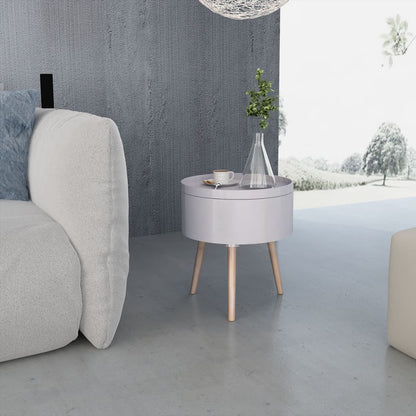 vidaXL Beistelltisch mit Serviertablett rund 39,5x44,5 cm grau