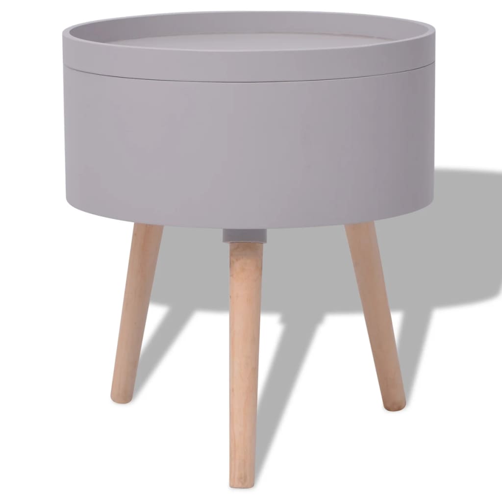 vidaXL Beistelltisch mit Serviertablett rund 39,5x44,5 cm grau