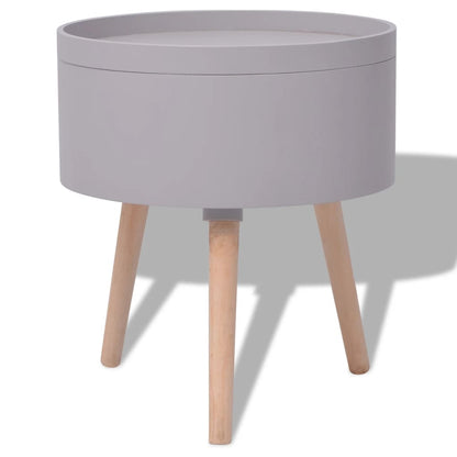 vidaXL Beistelltisch mit Serviertablett rund 39,5x44,5 cm grau