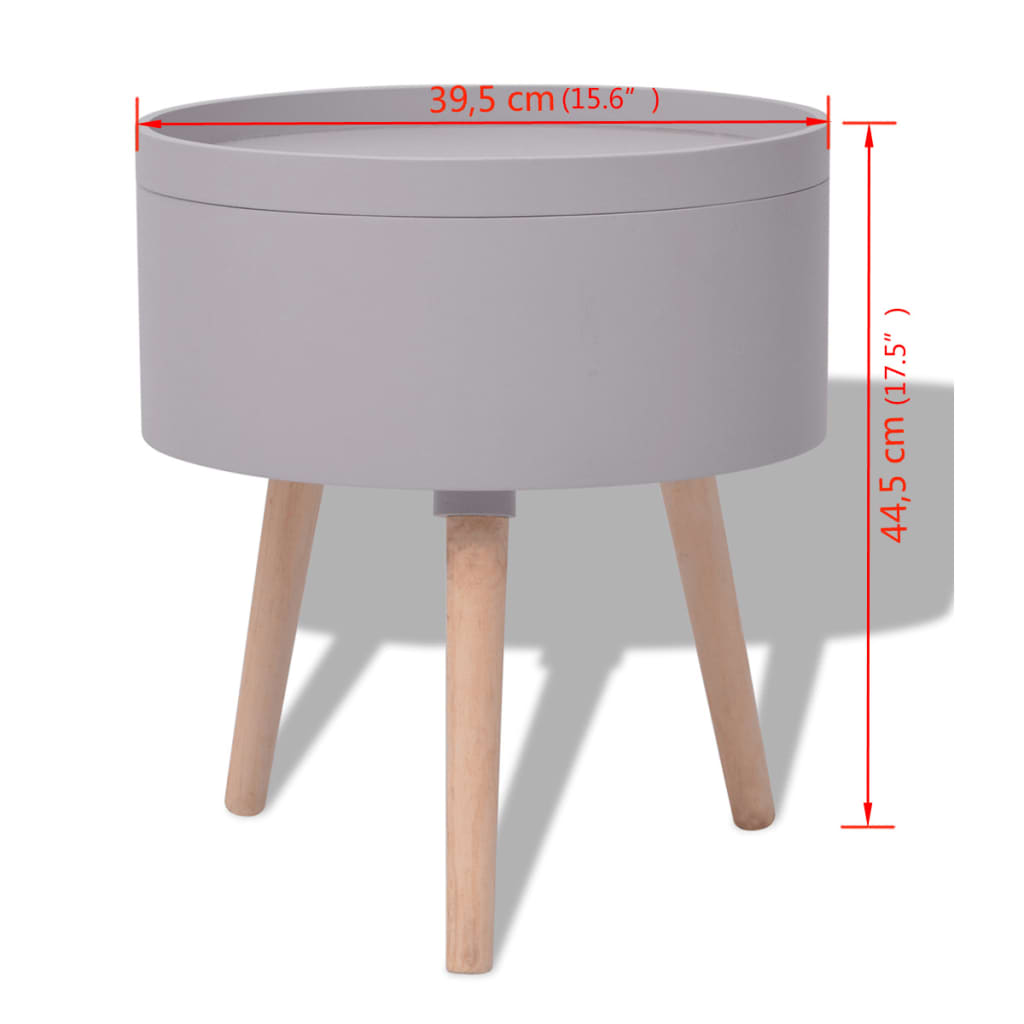 vidaXL Beistelltisch mit Serviertablett rund 39,5x44,5 cm grau