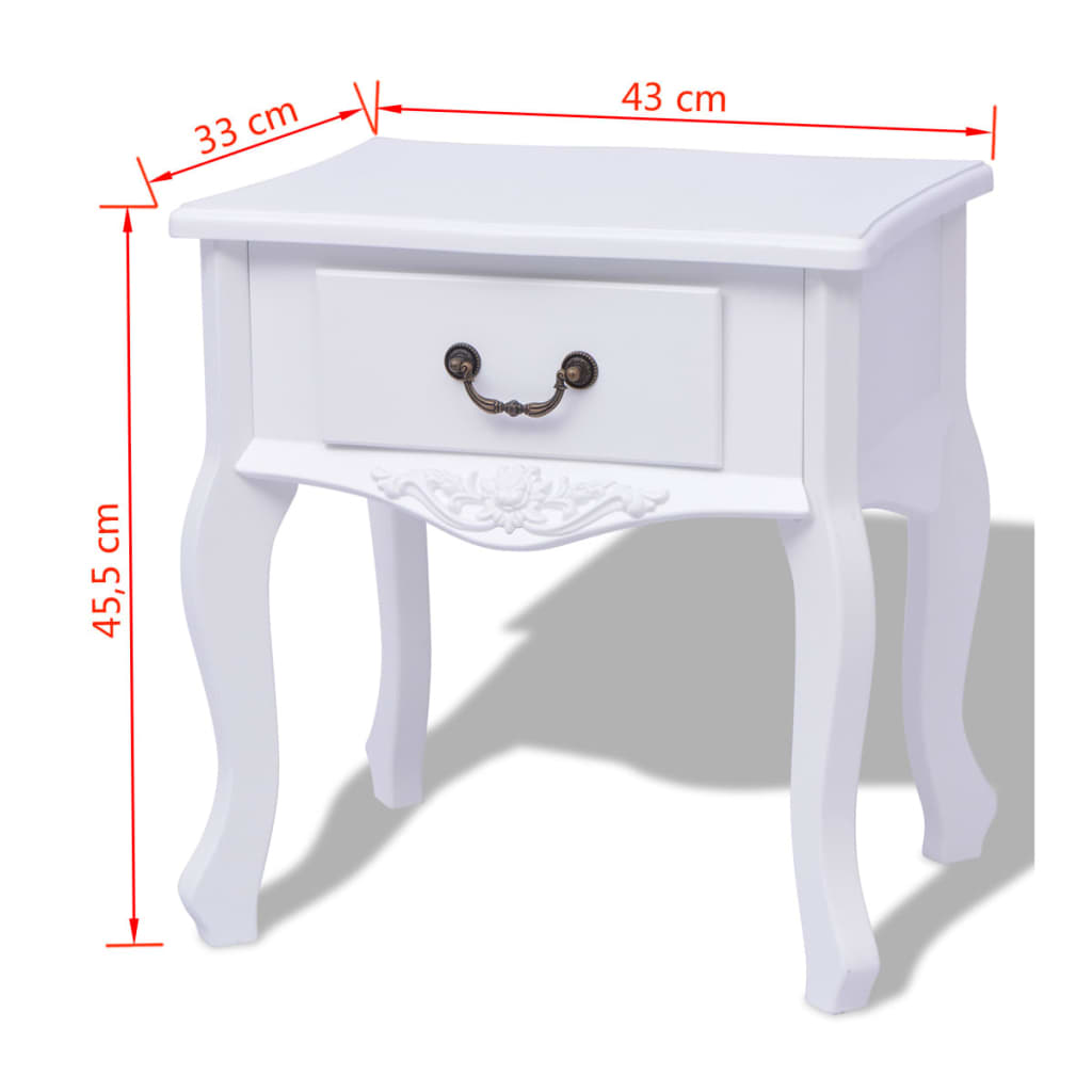 vidaXL Nachttisch Weiß MDF