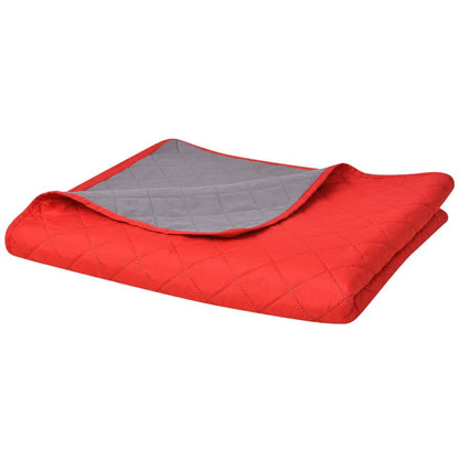 vidaXL Couvre-lit réversible matelassé rouge et gris 220x240 cm