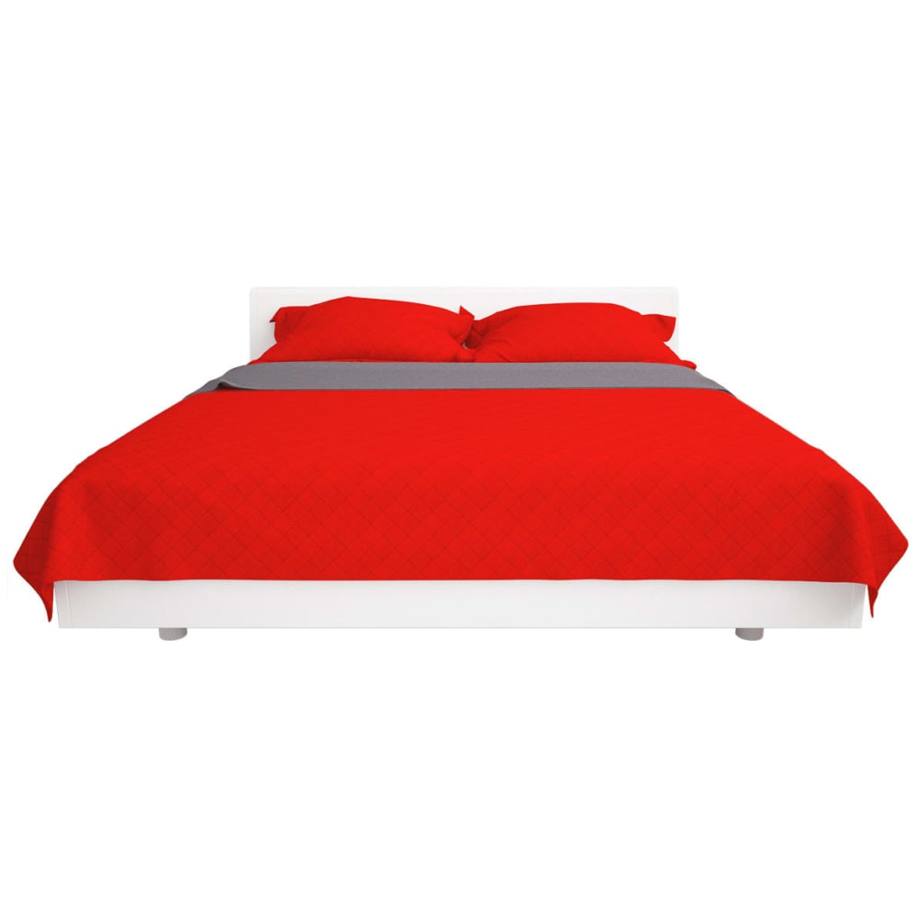 vidaXL Couvre-lit réversible matelassé rouge et gris 220x240 cm