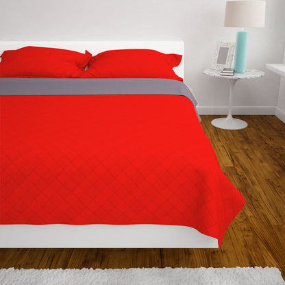 vidaXL Couvre-lit réversible matelassé rouge et gris 220x240 cm
