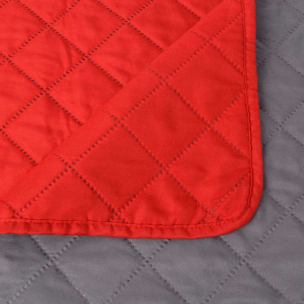 vidaXL Couvre-lit réversible matelassé rouge et gris 220x240 cm