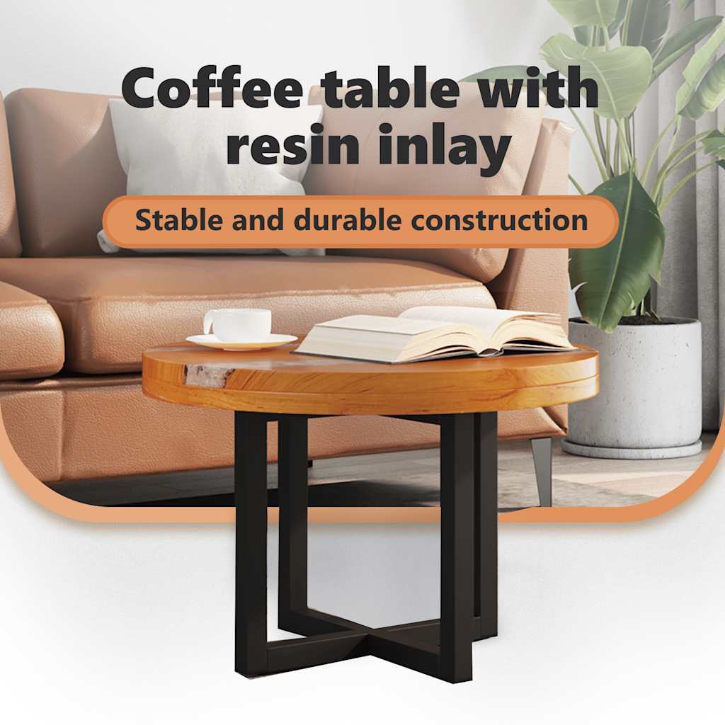 vidaXL Couchtisch Teak Harz 60 cm