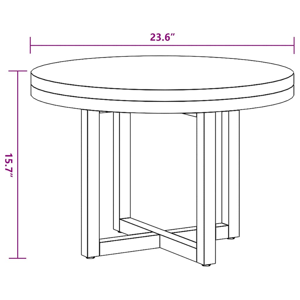 vidaXL Couchtisch Teak Harz 60 cm