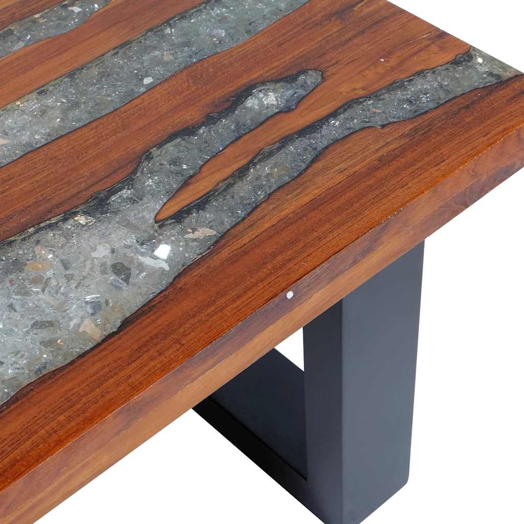 vidaXL Table basse teck et résine 100x50 cm
