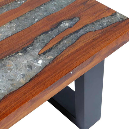 vidaXL Table basse teck et résine 100x50 cm