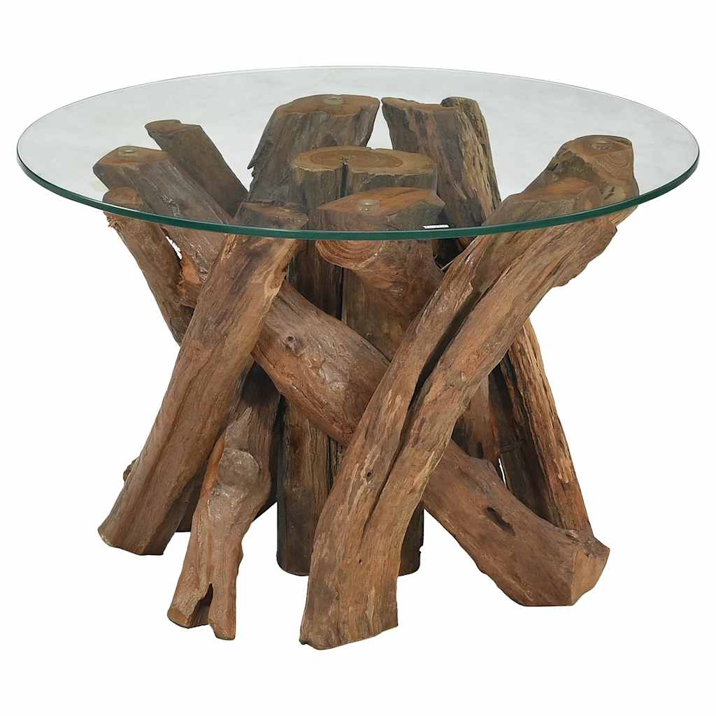 vidaXL Table basse en teck massif bois flotté 60 cm