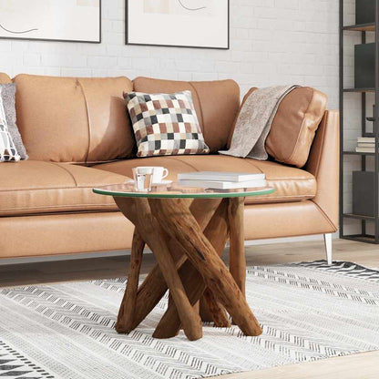 vidaXL Table basse en teck massif bois flotté 60 cm