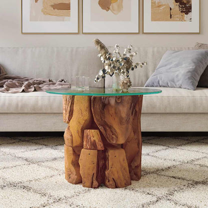 vidaXL Table basse en teck massif bois flotté 60 cm