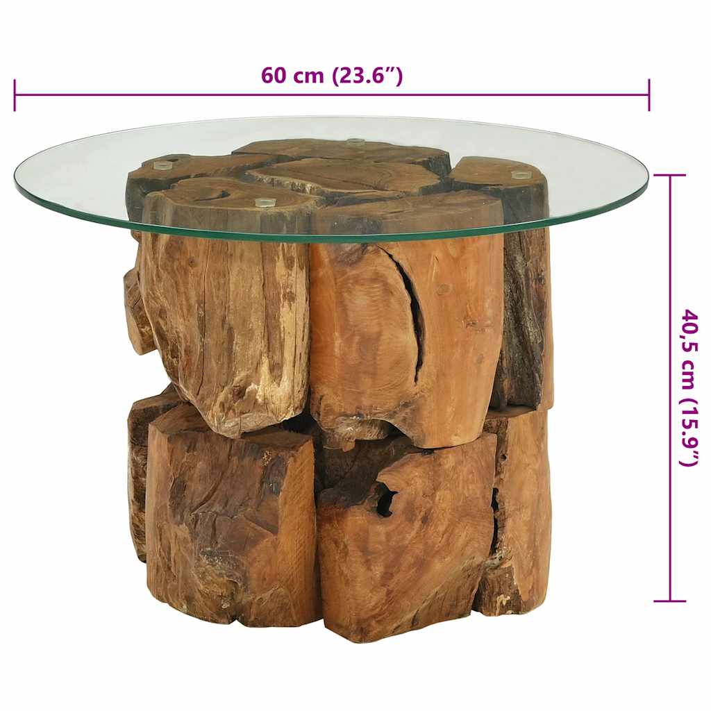 vidaXL Table basse en teck massif bois flotté 60 cm