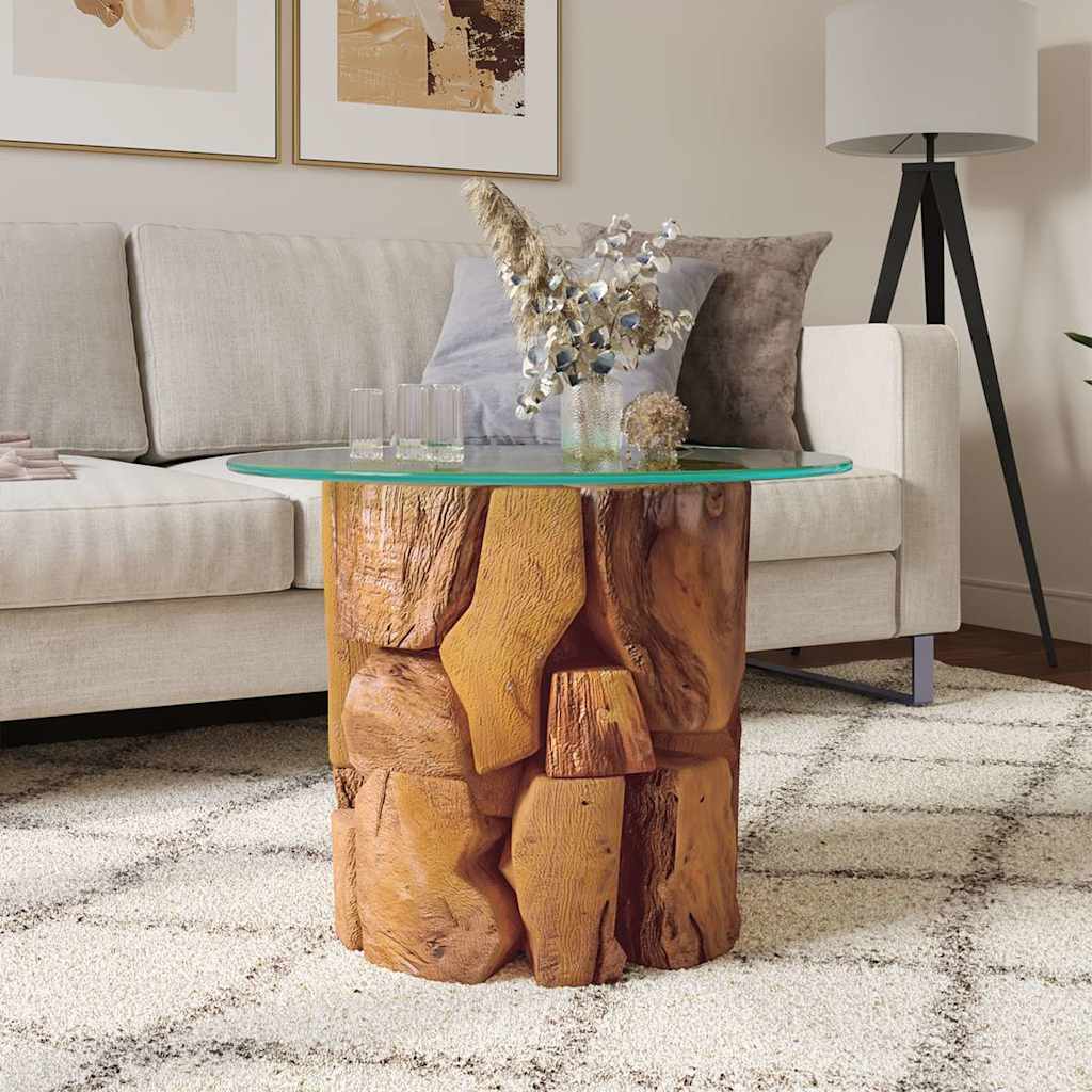 vidaXL Table basse en teck massif bois flotté 60 cm