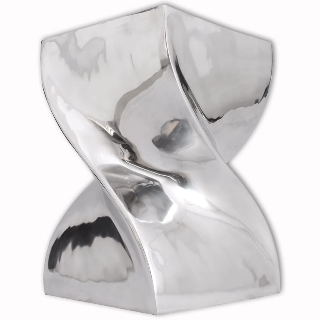 vidaXL Tabouret/Table d'appoint Forme Torsadée Argent Aluminium