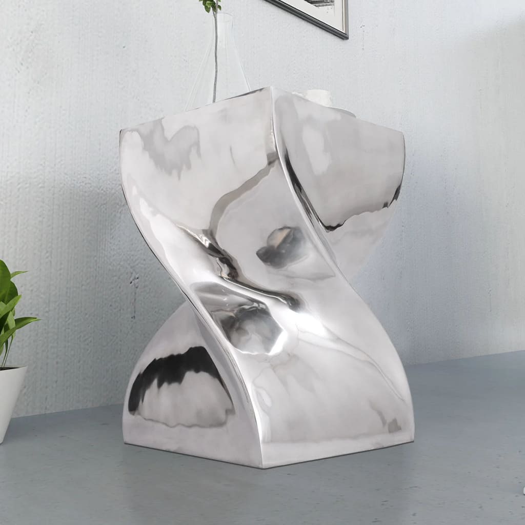 vidaXL Tabouret/Table d'appoint Forme Torsadée Argent Aluminium