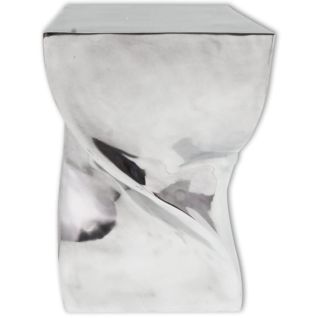 vidaXL Tabouret/Table d'appoint Forme Torsadée Argent Aluminium