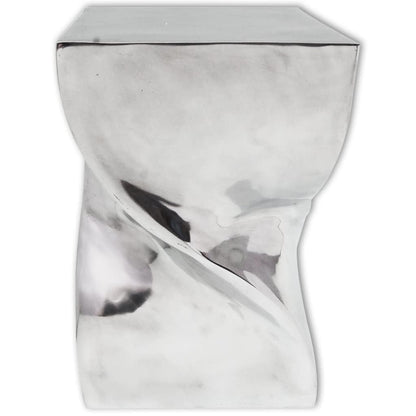 vidaXL Tabouret/Table d'appoint Forme Torsadée Argent Aluminium
