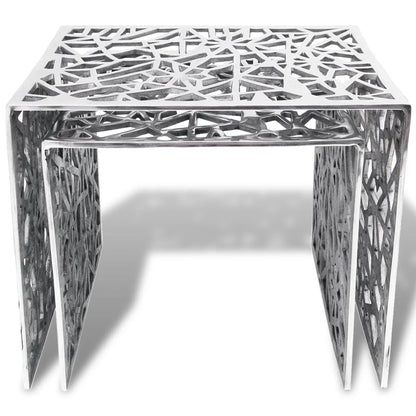 vidaXL Beistelltische 2 Stk. Quadratisch Silbern Aluminium