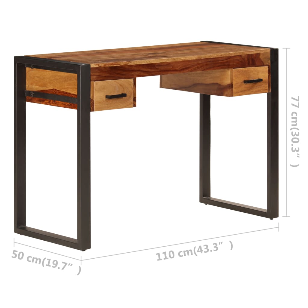 vidaXL Schreibtisch mit 2 Schubladen 110x50x77 cm Massivholz Akazie